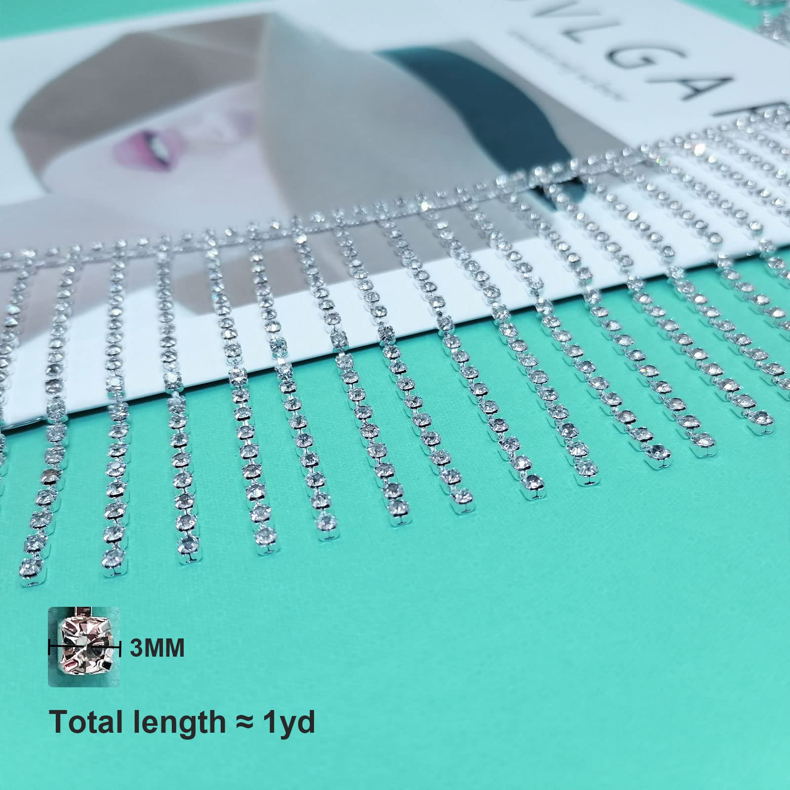 Frange En Strass De 0,9 M - Ruban étincelant - Pour Bricolage, Couture, Artisanat, Vêtements, Décoration De Mariage (doré
