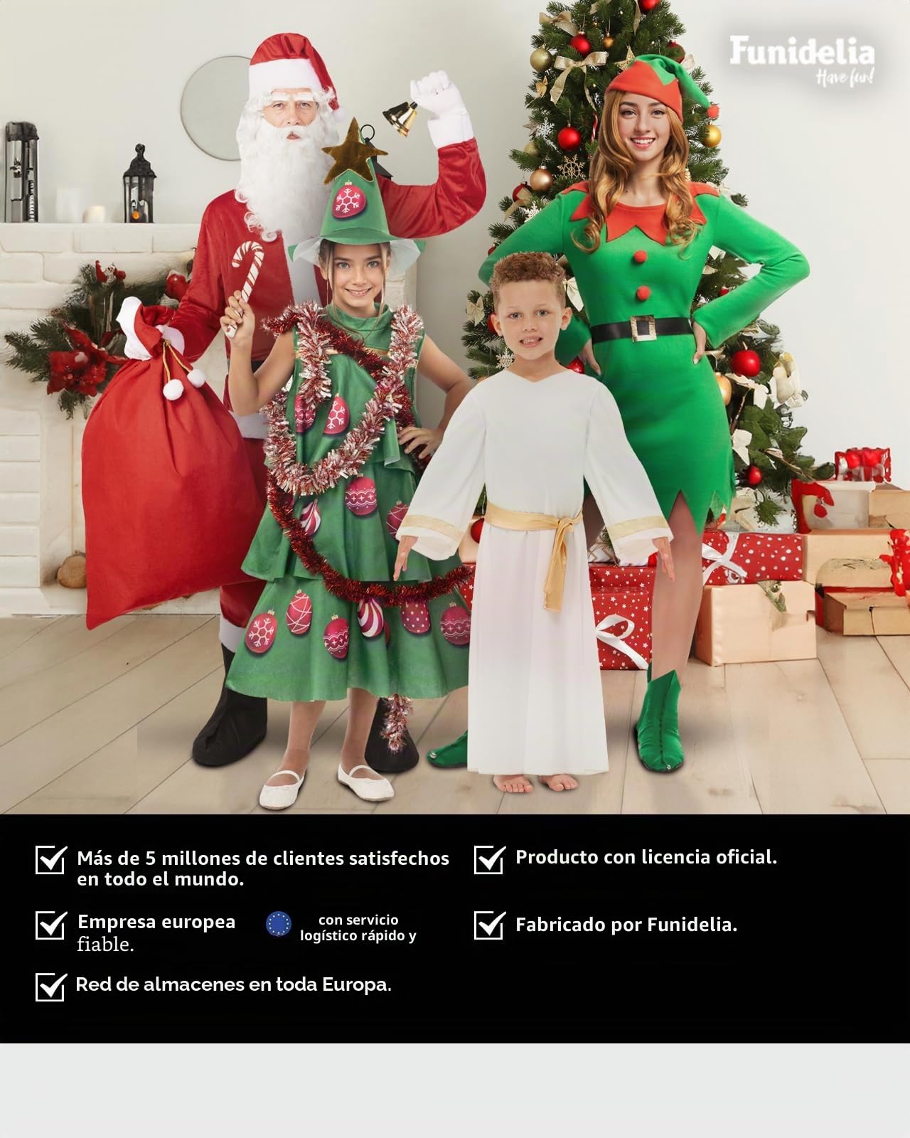 Funidelia Disfraz de elfo Deluxe con accesorios para hombre, Navidad, Incluye jersey, pantalón, cinturón, gorro, medias y guantes - Traje para adultos para fiestas, Carnaval y Halloween, Talla L