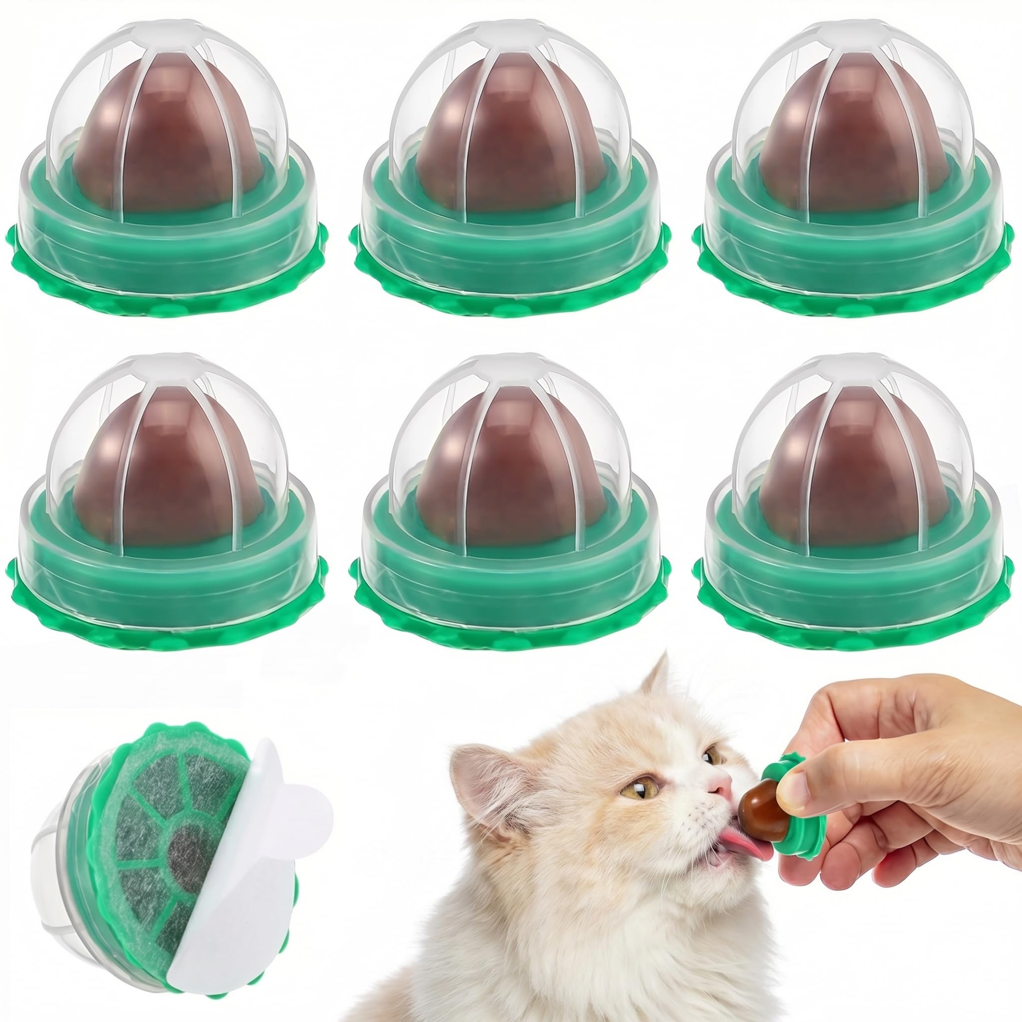 Milisten 4Pcs Catnip Lollipop Treats for Cats - Edible Lickable Cat Candy Balls with Protective Covers Wall Mounted Cat Snacks for Kitten Training and Daily Rewards