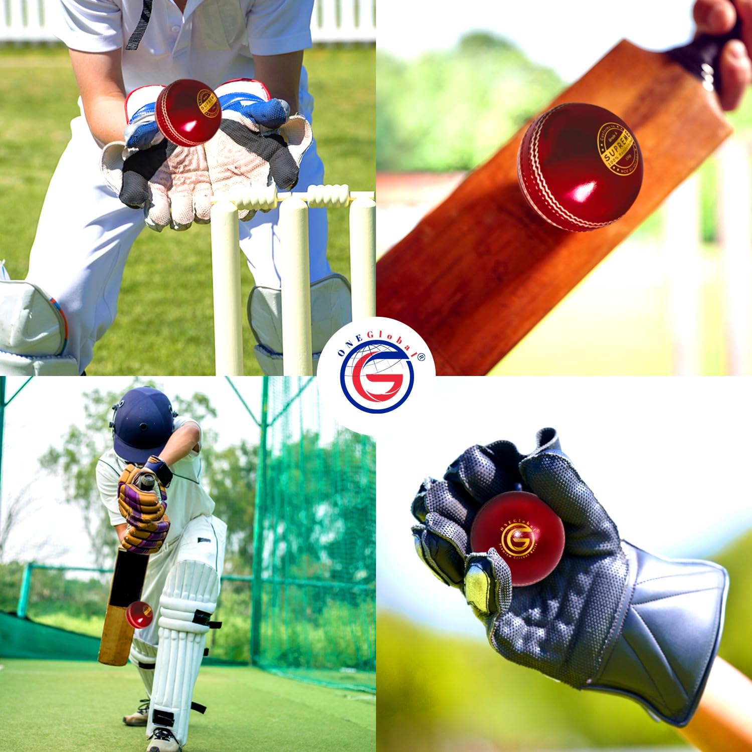 Supreme – Balle de cricket en cuir | 100 % cousue à la main, 156 g – 5,5 oz, construction imperméable en 4 pièces | Balles de cricket rigides de qualité match