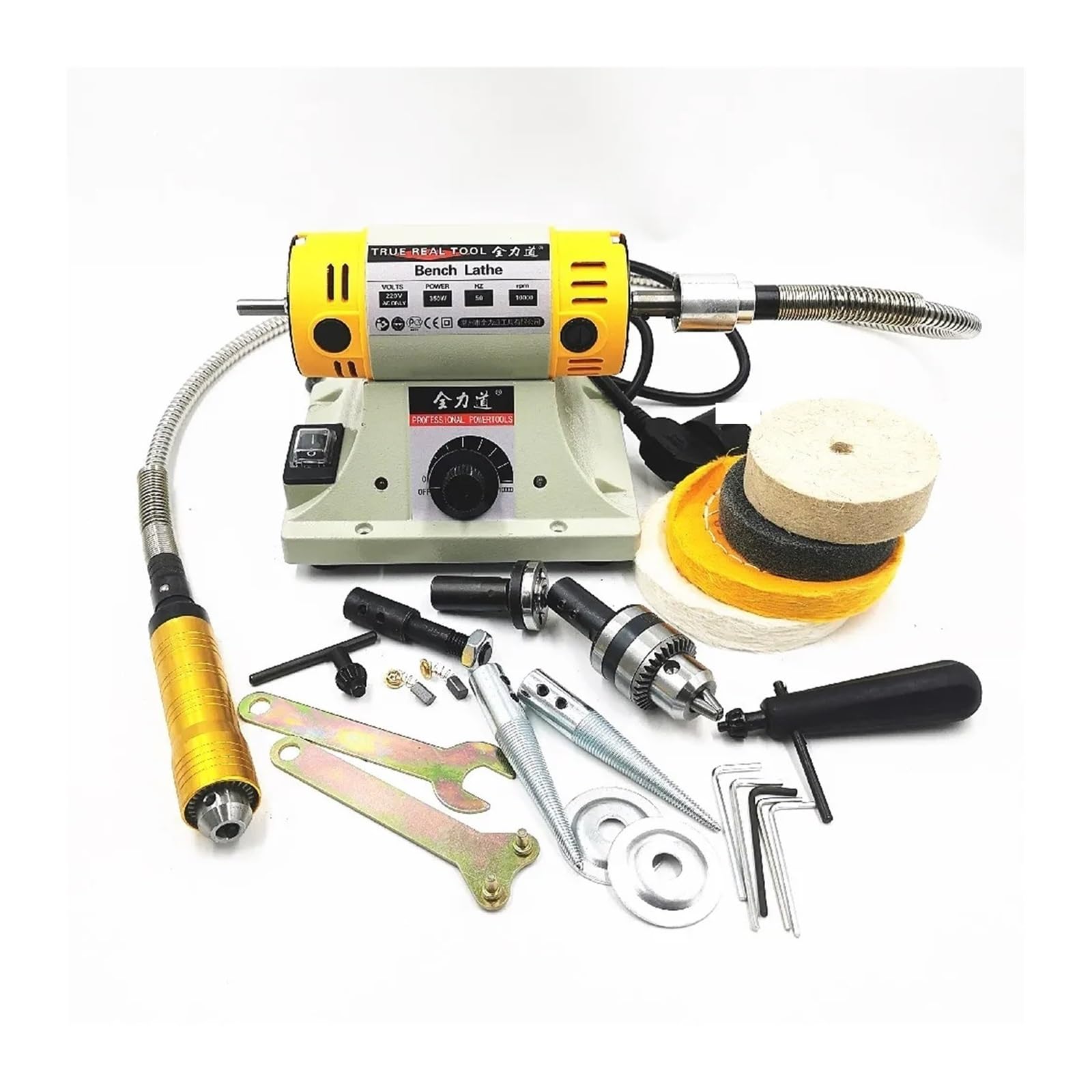 Polisseuse 350 W for bricolage, travail du bois, jade, bijoux, établi, tour, moteur, ponceuse avec arbre de 0,4 à 6,5 mm Pour une utilisation DIY