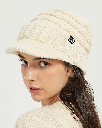 Miniatura 2 de Hat Hut Gorros de invierno para mujeres y hombres, con forro de satén, gorro de invierno para mujer, gorro con visera de ala