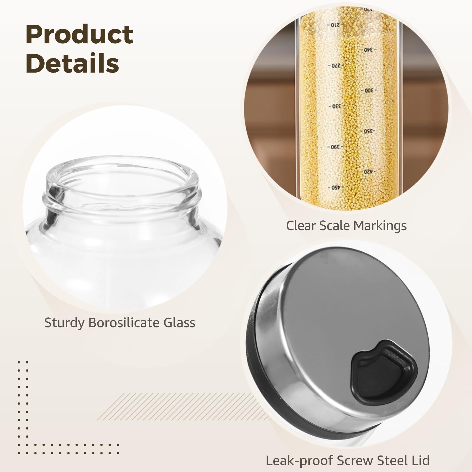 2 Stk. Glas Gewürzstreuer mit verstellbaren Streulöchern, 500 ml Streudose aus hochborosilikatglas für die Küche, Salz- und Pfefferstreuer mit Edelstahldeckel, 8,1 x 2,6 Zoll