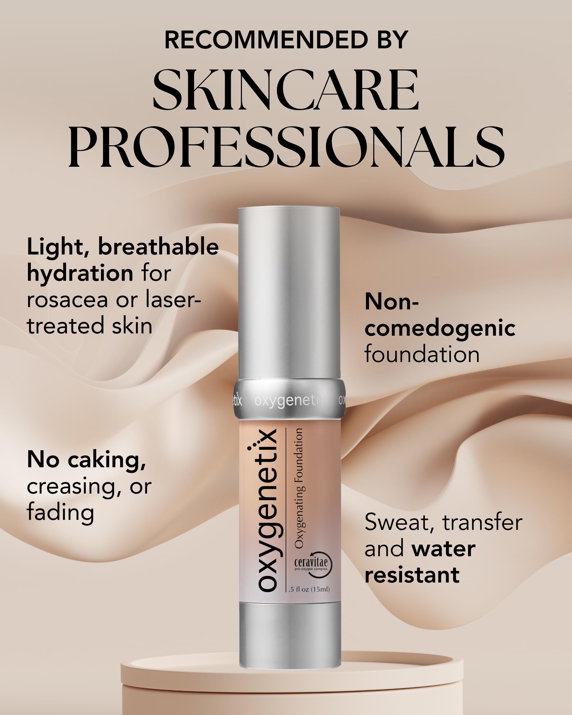 Oxygenetix Oxygenating Foundation Beige | Breathable Makeup Buildable Coverage with Weightless Feel Longwear Foundation Safe for Sensitive or Laser-Treated Skin product thumbnail 4