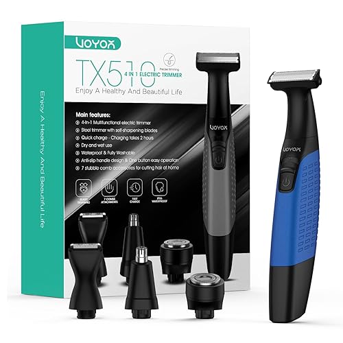 VOYOR Cortadora de barba para hombre, profesional con peine de longitud ajustable, para nariz, cara, cuerpo, pelo todo en 1, kit de aseo para