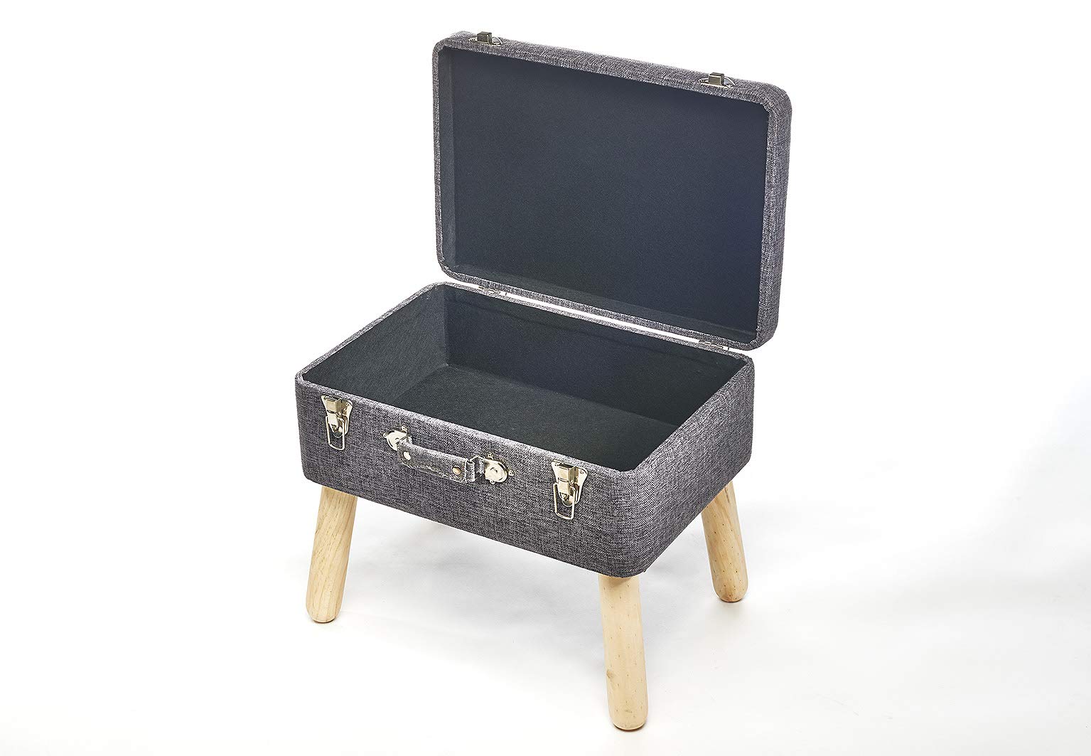 Kobolo Kofferhocker Hocker Polsterhocker aus Textil 50x35x45 cm Grau