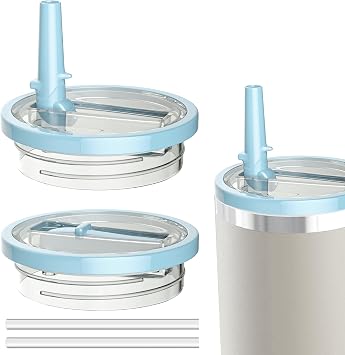 2Pack 40oz Tumbler Flip Straw Lid Replacement suit for Stanley Quencher cup,leak proof and spill resistant tumbler lid, convenient Tumbler Cover applicable to Stanley 40oz tumbler Blue