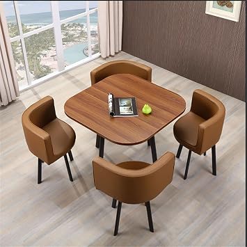 Kitchen Dining Table Set Round Breakfast Bar Round Furniture Table and Chair Set Round Conference Table, 1 Table and 4 Chairs 5 Piece Set for Dinning Room/Kitchen 80x75cm/31.5x29.5inWxH #14