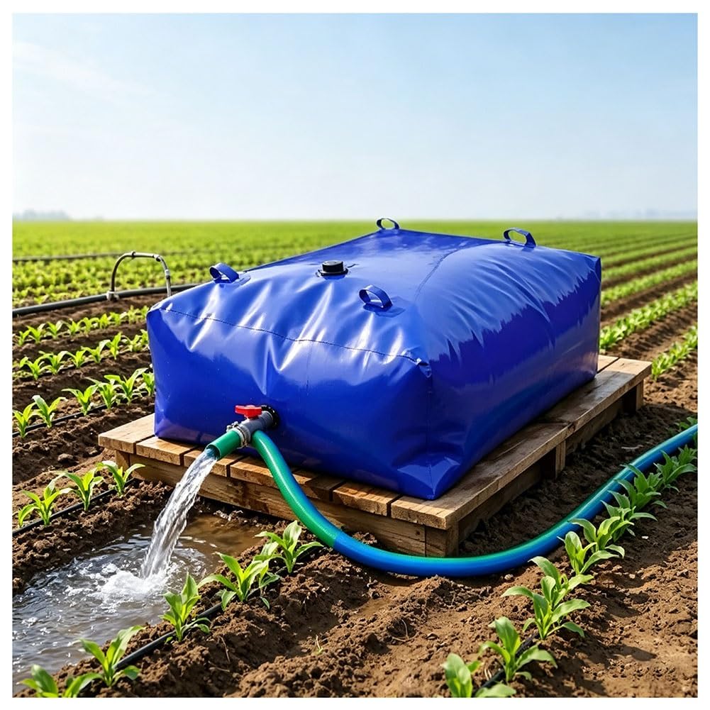 Water Bladder Storage Containers with Valve, Collapsible Portable Water Tank Large Capacity Soft Water Bag, Emergency Water Bag for RV Truck Bed Fire Prevention Drought Resistance(1x0.8x0.5m-400L)