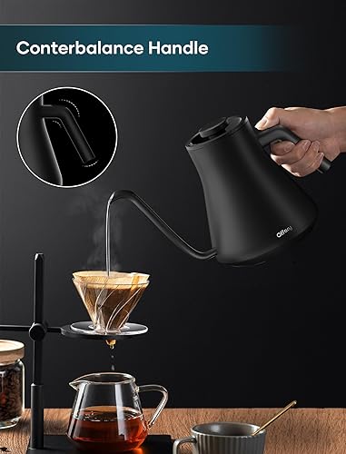 Miniatura 4 de Hervidor eléctrico de cuello de cisne, control exacto de temperatura y modo de retención, café y té de vertido rápido, acero inoxidable 304 premium,