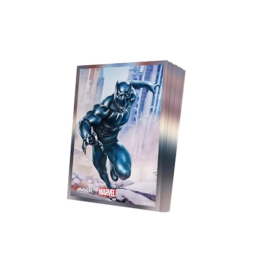 Gamegenic Magic: The Gathering | Marvel Super Heroes Premium Art Sleeves - Black Panther, 105 Fundas de Alta Protección con Diseño Oficial de Pantera Negra, Tamaño Estándar y Mate