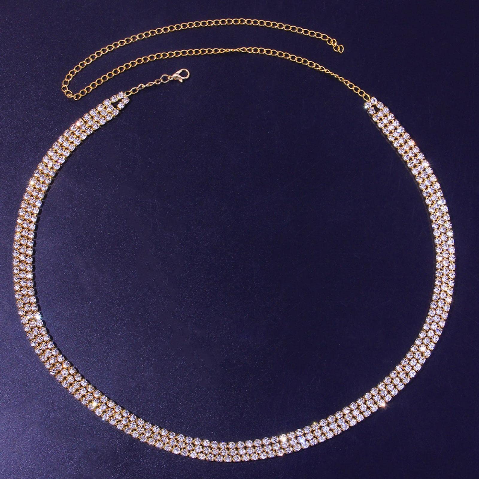 KLXSIVU Body Chains Trendy Rhinestone Waist Chain For Women Adjustable Crystal Belly Wave Jewelry (2)