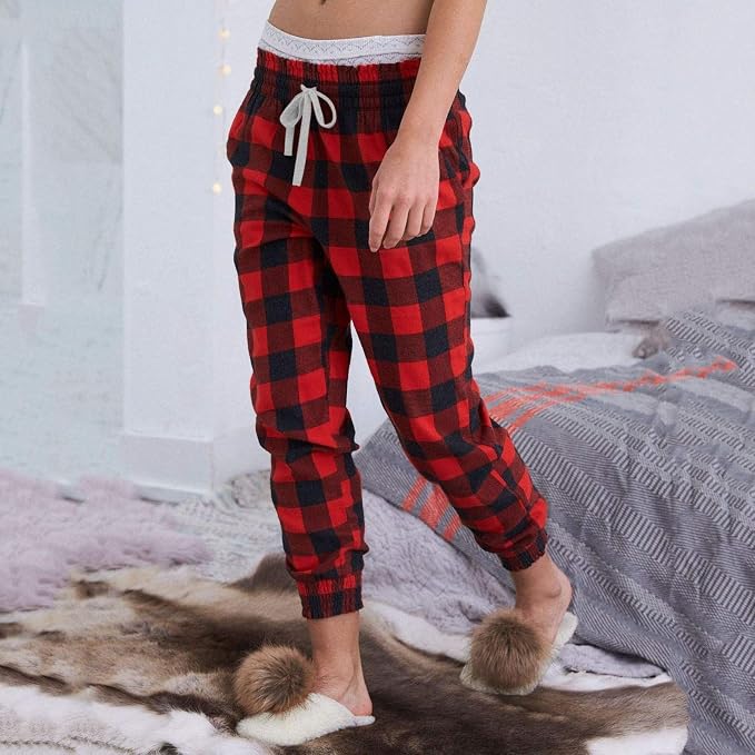 Women's Plaid Printed Christmas Pants 
