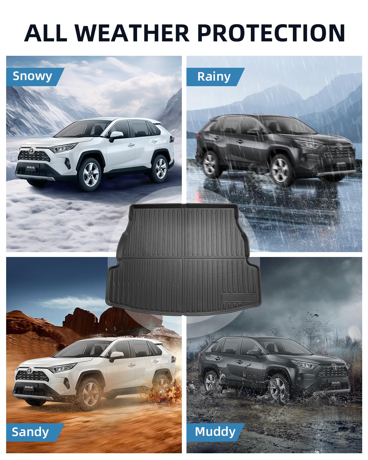 Tappetini Auto Per Toyota RAV4 2019-2024 (Incluso Ibrido): Set Completo 5 Pezzi In TPE - Anteriori, Posteriori E Bagagliaio Con Coprisedile, Antiscivolo