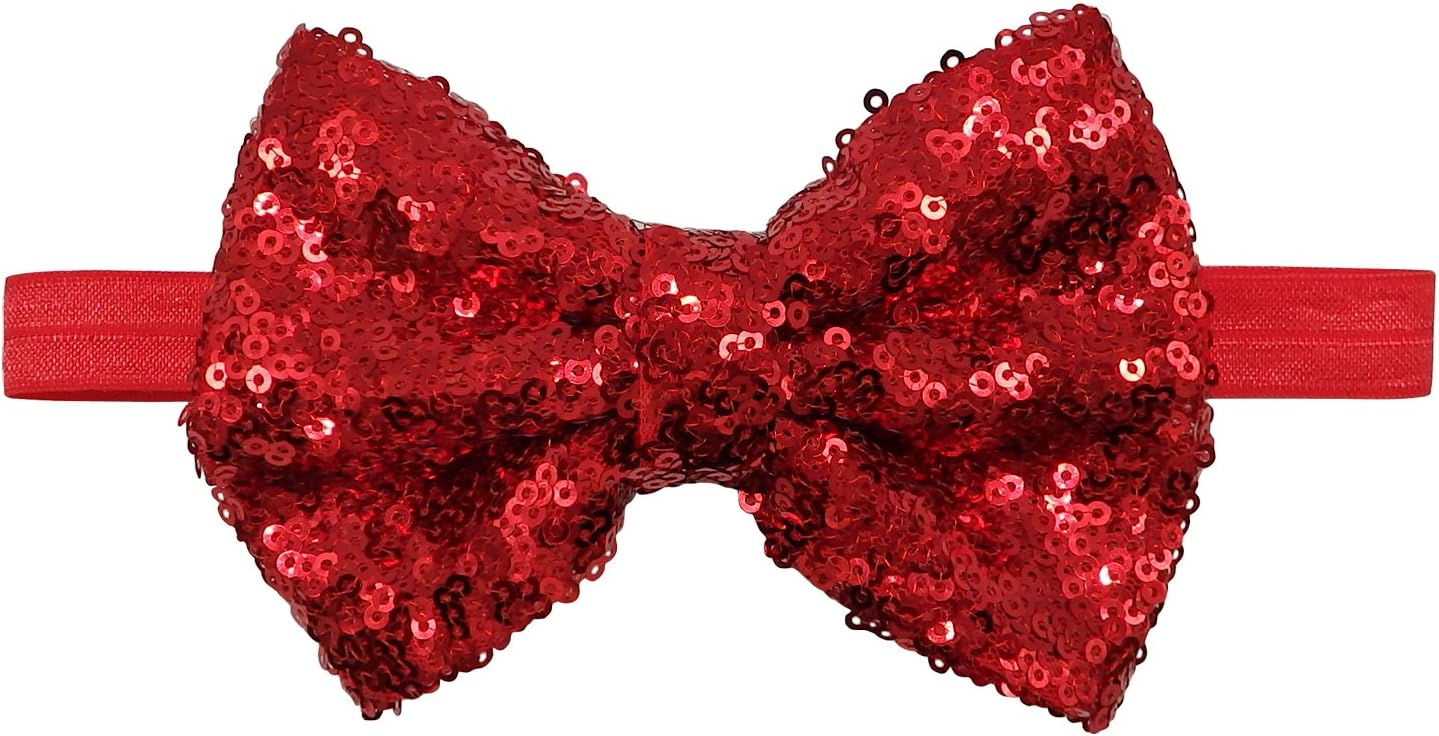 Rarelove Baby Girls Headband Red Bowknot Sequin Hair Bands Accessories
