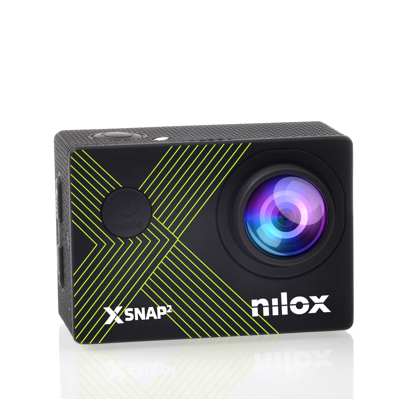 Nilox Cámara Deportiva Sumergible Snap2, Foto 16MP y Video 4K 30fps, Pantalla LCD 2'', Action Cam Impermeable hasta 30m, Batería 900 mAh, Conexión Wifi, Memoria SD hasta 128 GB