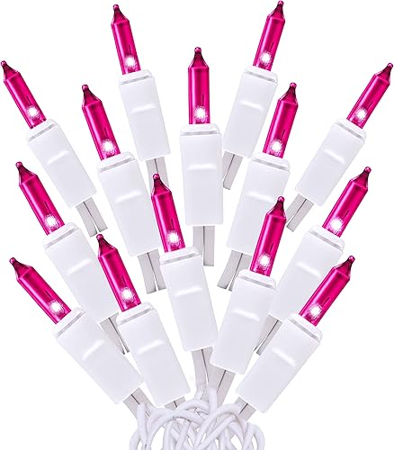 Miniatura 1 de Juego de 100 mini luces de Navidad rosadas, alambre blanco de 20.6 pies, decoración tradicional de San Valentín, Pascua, vacaciones para el hogar,