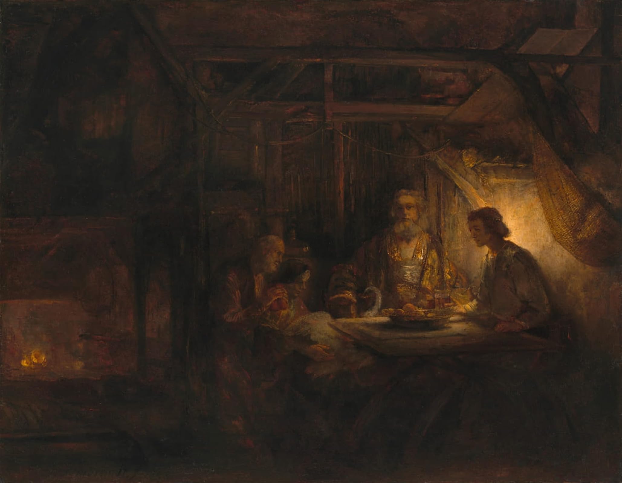 SERENDIPITP Retro Picture Poster Wall Art Pictures Painting Philemon and baucis by Rembrandt van Rijn Wall Art Canvas Print for Wall Decor 60x90cm
