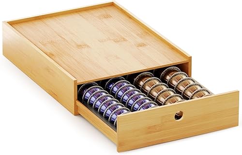 New England Stories Soporte para cápsulas de café compatible con cápsulas Nespresso Vertuo, cajón de almacenamiento de cápsulas de escritorio