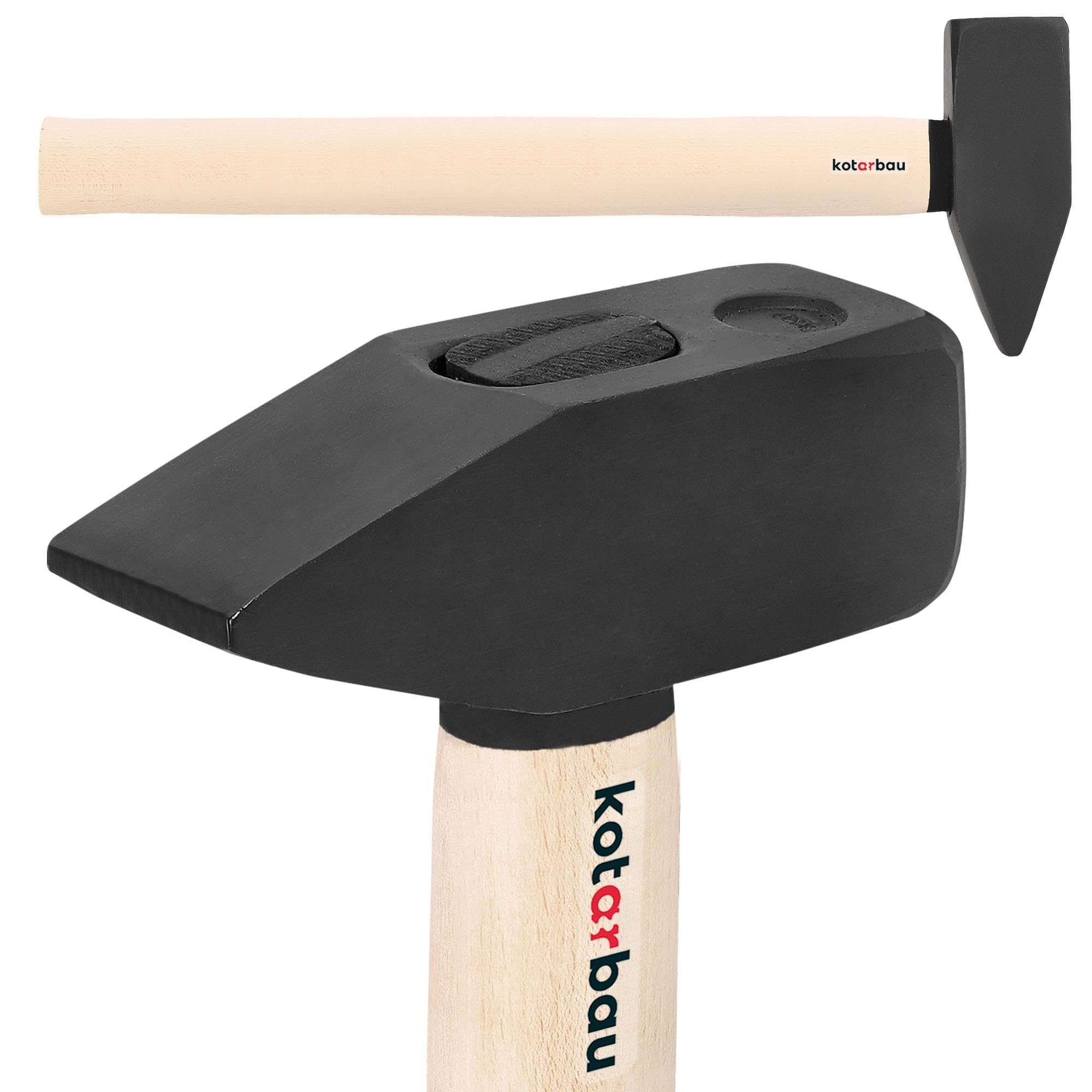 KOTARBAU® Martello - 3 kg - Acciaio - Mazzetta Muratore - Mazza Lavoro - con Manico in Legno - 50 cm - Ergonomico - Testa Robusta - Nero & Naturale