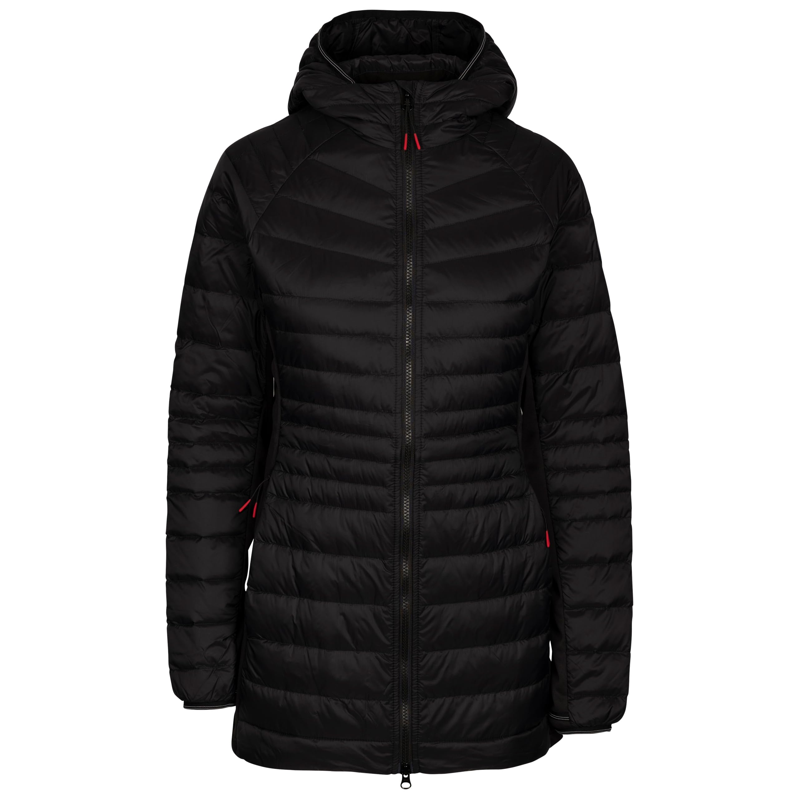 Trespass Women's Black Down Jacket Padded And Lightweight With Grown On Hood Hub