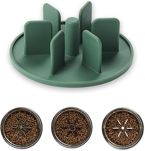 Pet Junkie Inserto de tazón de perro de alimentación lenta de silicona, alfombrilla antiestrangulamiento interactiva (verde)