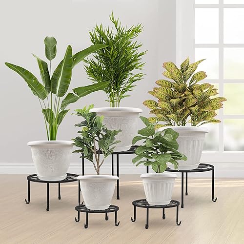 Miniatura 6 de Macetas de plástico para plantas de interior, paquete de 4 macetas blancas de 12 pulgadas con orificio de drenaje y bandeja, maceta grande