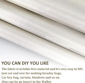 SUPERFINDINGS 6.56FT/2M Faraday Fabric Military Grade Cloth 1.1M/43.3 Wide Blanched Almond Blocking Fabric Polyester Material Protection Fabric Cover for WiFi Cell Bluetooth RFID EMP Protection