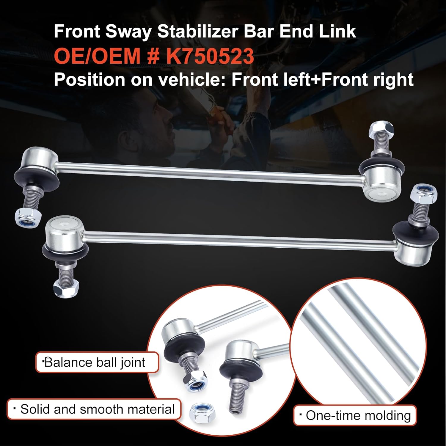K750523 Sway Bar Link Kit, Front Suspension Stabilizer Sway Bar Links Set Compatible with 12-18 Accent Kia Rio⎪13-17 Elantra⎪14-19 Tucson Soul Sportage⎪12-17 Veloster⎪14-18 Kia Forte Forte5