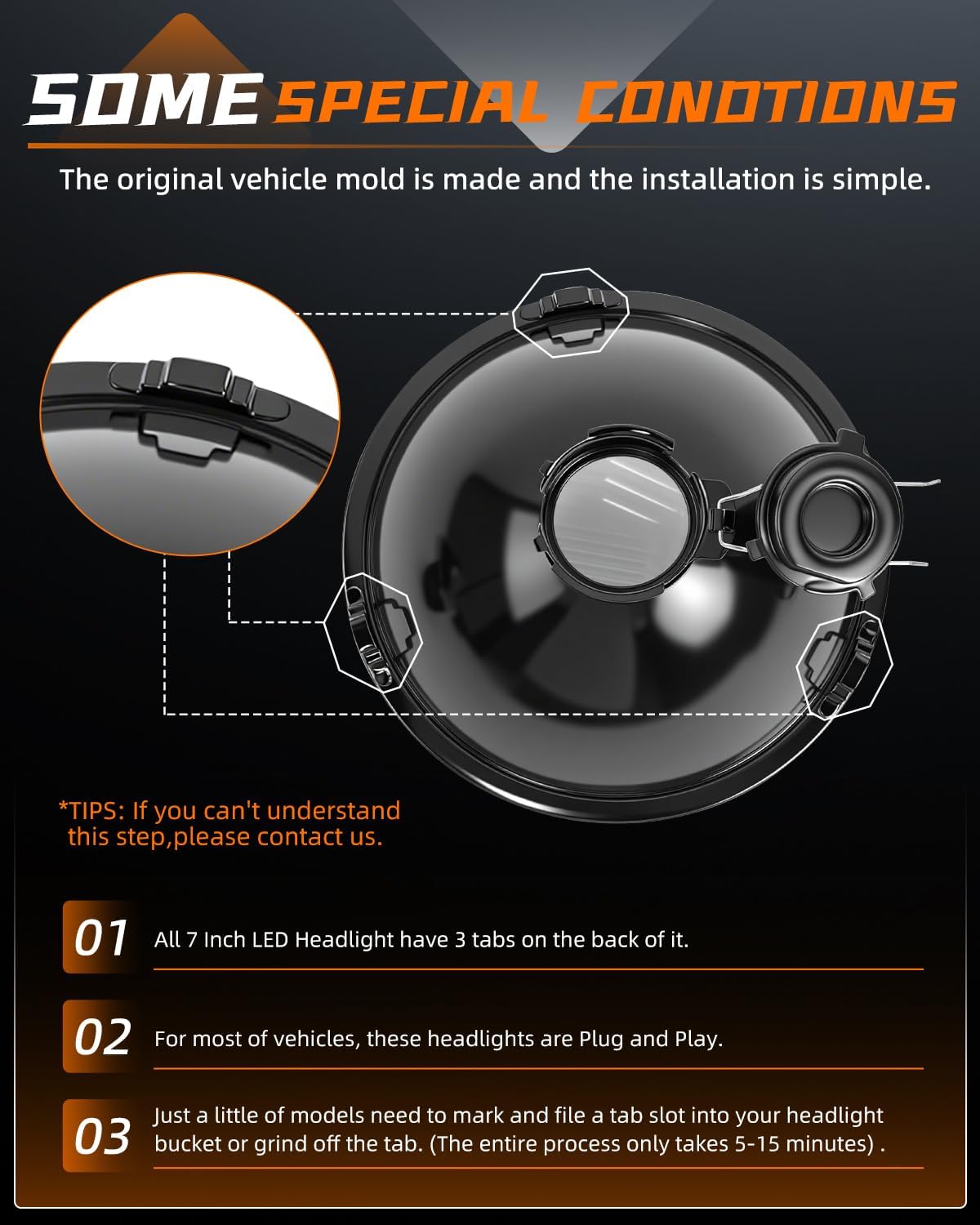 7 Inch Round Headlight Housing Box - Round Headlamp Replacement with Clear Glass Lens, high-temperature resistant compatible with Car, Truck, Motorcycle, Wrangler, 1PC (No Bulb)
