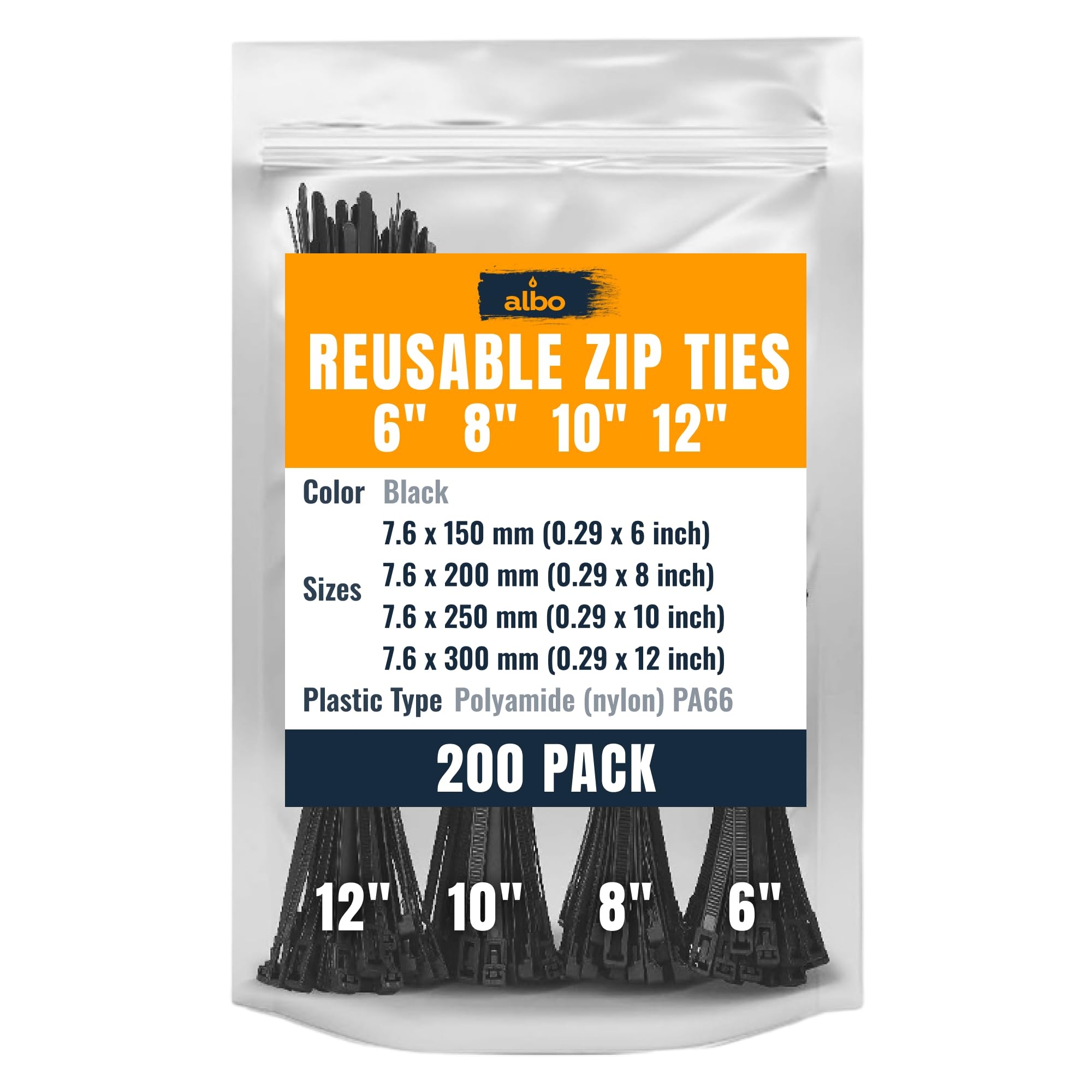 Intervisio Fascette Plastica Per Cablaggio Riutilizzabili, 350 Mm X 7,5 Mm, Nero, Richiudibili - Foto 10