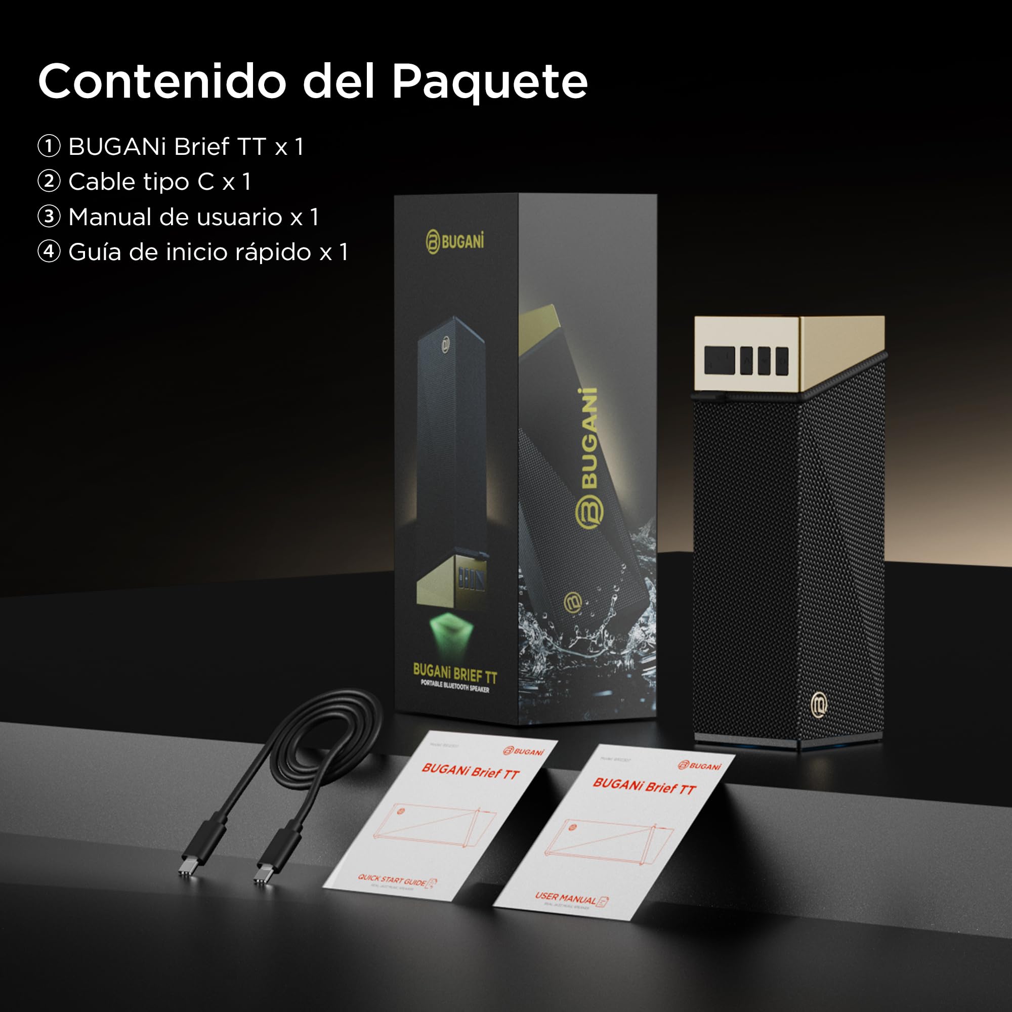 BUGANI Altavoz Bluetooth, caja de música Bluetooth con 5.4, batería de 24 horas, controladores de graves, IPX5 resistente al agua, función manos libres para teléfono, cajas para casa, exterior, jardín