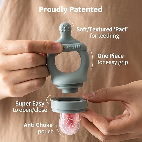 Miniatura 3 de SAMiGO Alimentador de frutas para bebés y moldes para paletas de leche materna, mordedor de frutas de silicona, chupete para aliviar la dentición,