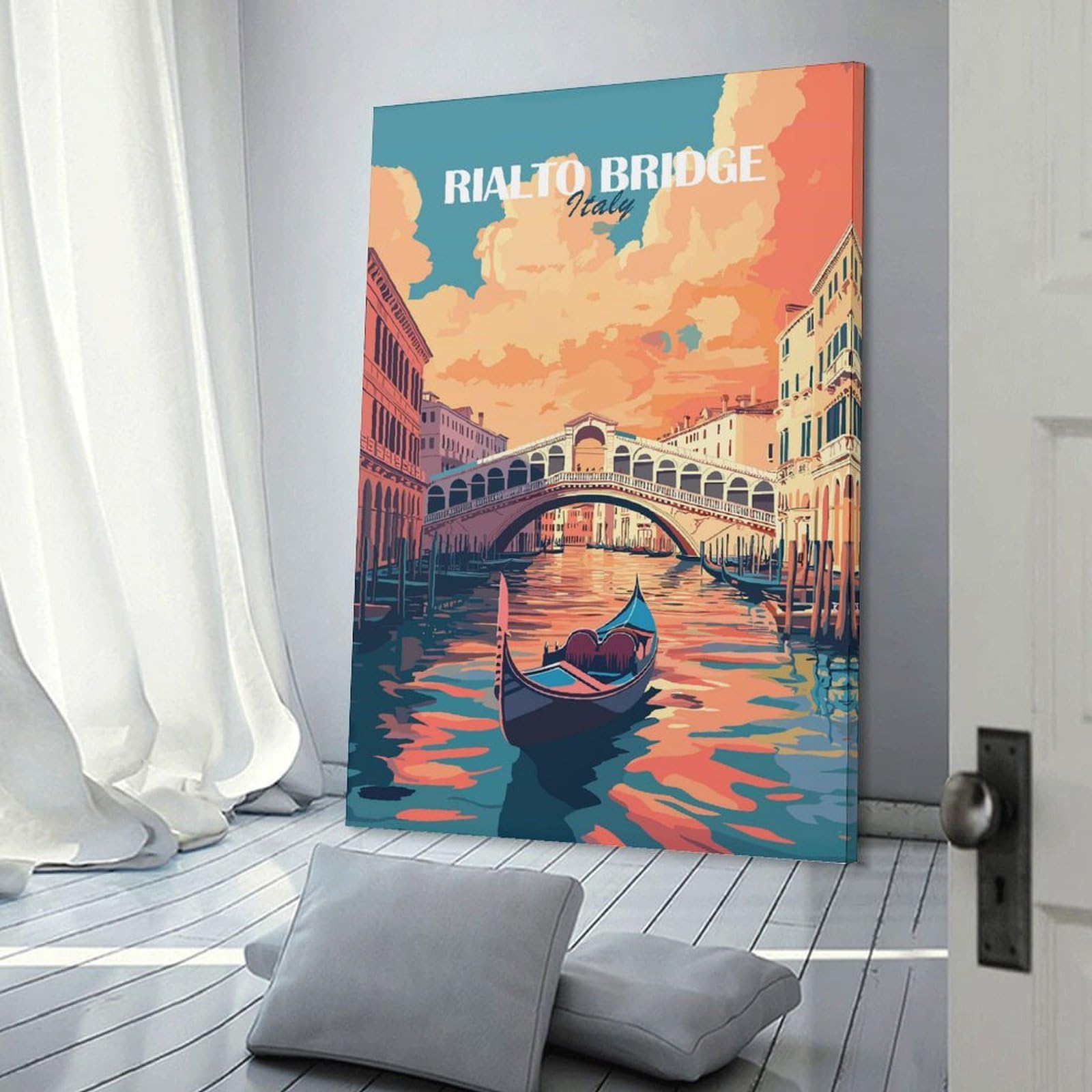 Junmoney Rialto Bridge Venice Room Decor Wall Art 20x30inch(50x75cm), for Bedroom, Guest Room Or Reading Nook, An Easy Wall Refresh for Bedrooms