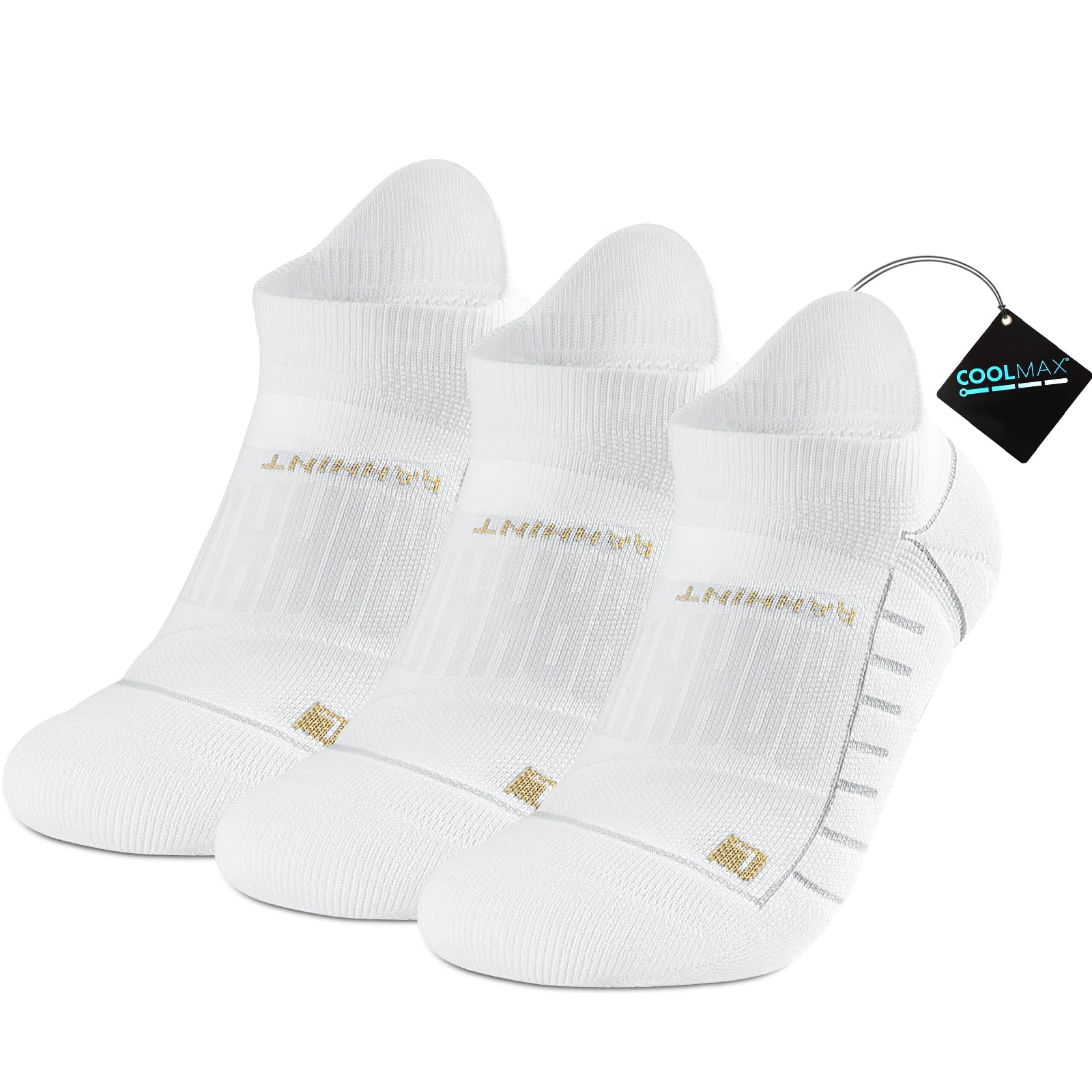 Rahhint 3 Pairs Compression Running Socks Cushioned Ankle Socks Anti-Blister Moisture Wicking No Show Men Women Socks