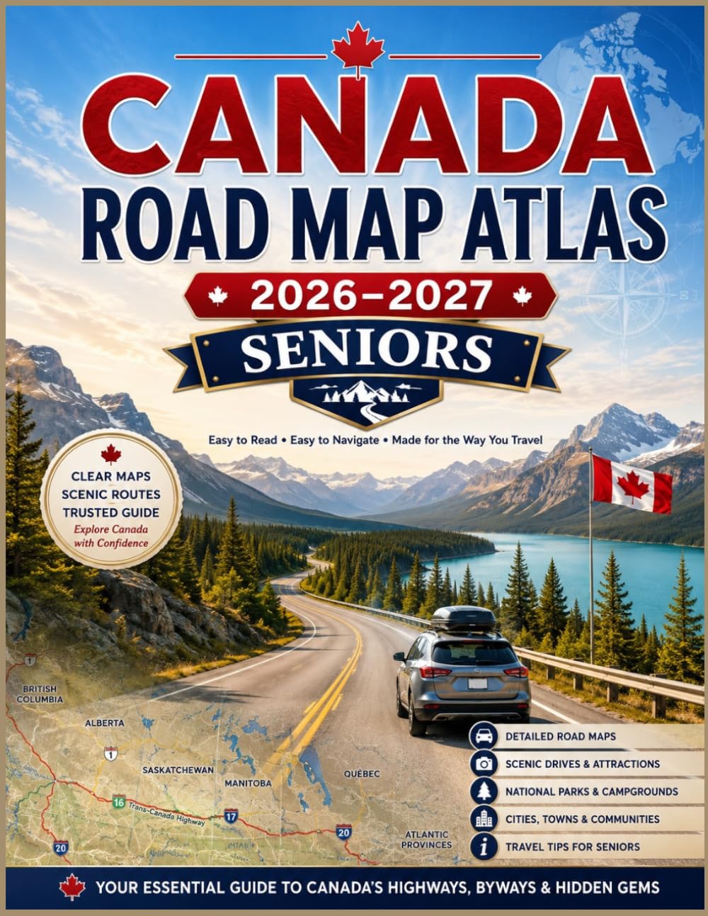 Canada Road Map Atlas 2026-2027- Seniors: Explore Provinces with Accessible Travel Tips, Updated Road Information, Scenic Routes, Historic Sites, and Comfortable Travel Suggestions