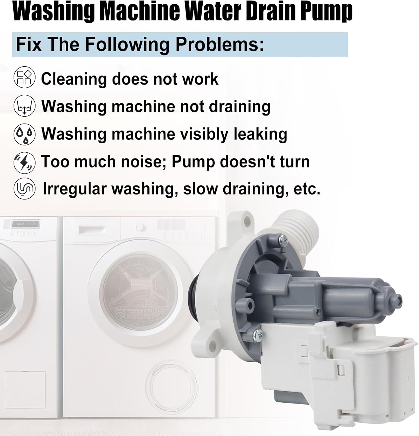 Upgraded W10919003 W10775446 Washer Drain Pump Replacement Compatible With Whirl-pool Ken-more Am-ana May-tag Washing Machine Water Drain Pump Motor Replace 4461359 AP6038235 PS11770076 EAP11770076