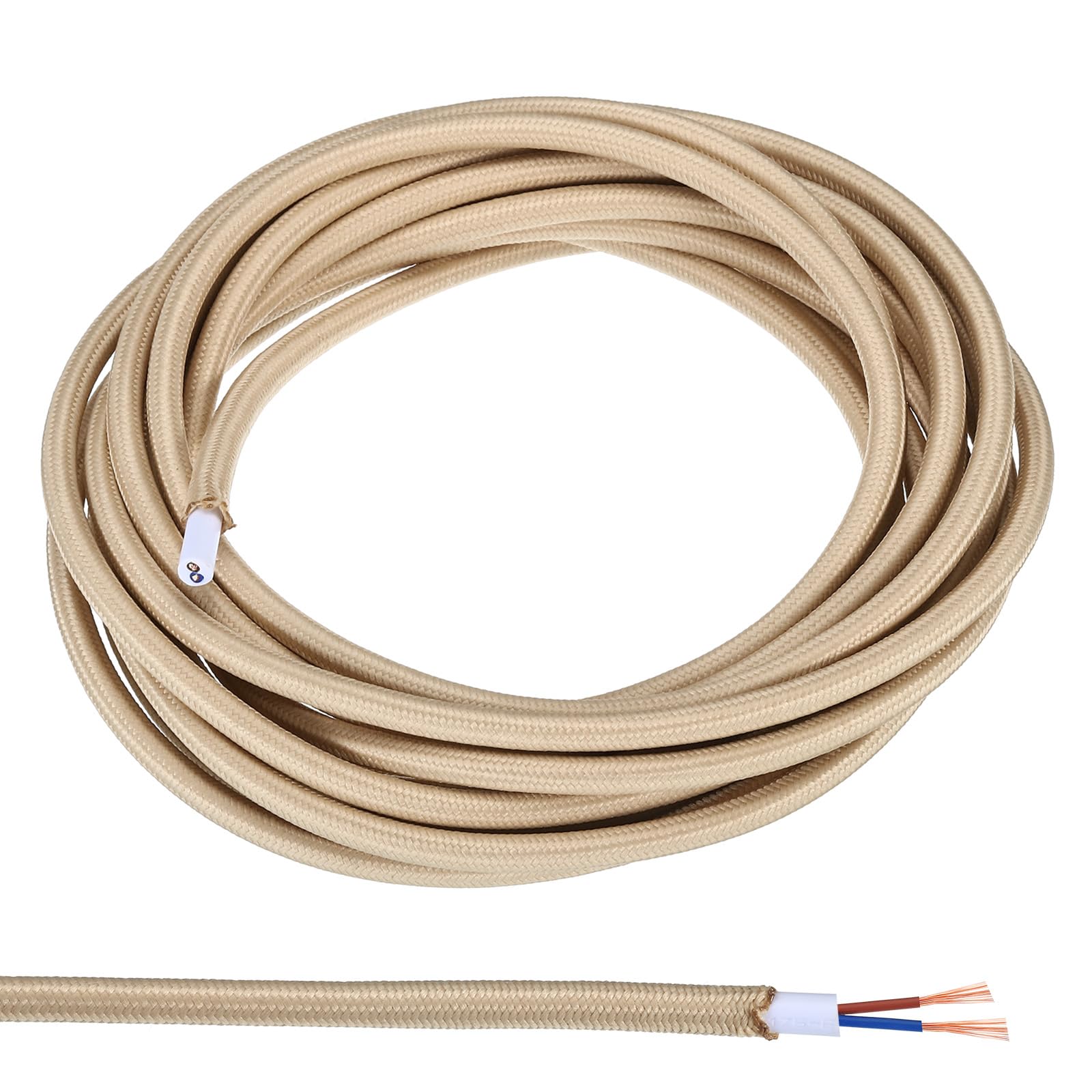 PATIKIL Fabric Cloth Covered Round Wire, 16.4ft 18AWG 2 Core Vintage