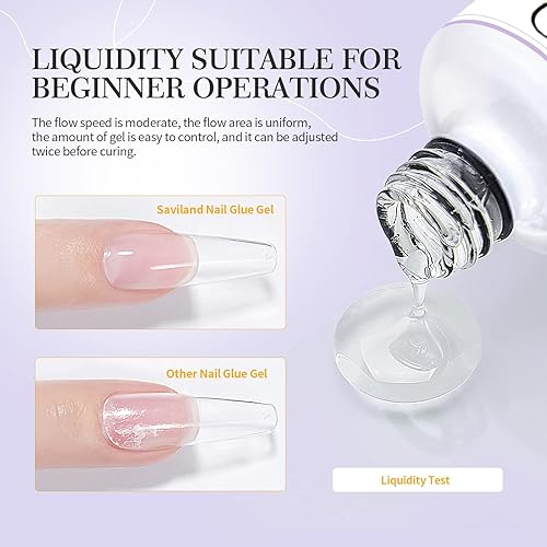 Miniatura 3 de SAVILAND Pegamento de uñas U V con kit de lámpara, 0.5 onzas. Pegamento de gel U V 4 en 1 para puntas de uñas, uñas a presión y lámpara U V para