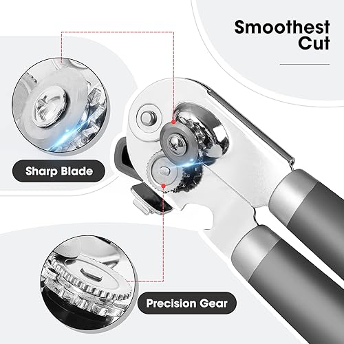 Miniatura 3 de Beneno Abrelatas Manual de Servicio Pesado con Imán, Hoja de Acero al Carbono Afilada Duradera, Corte Suave, Perilla Grande que Ahorra Esfuerzo y