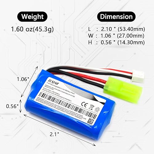 Miniatura 2 de Paquete de 4 baterías de iones de litio de 7.4 V 700 mAh con mini enchufe Tamiya y 2 cables de carga USB para autos RC escala 118 9310 9300 9301E