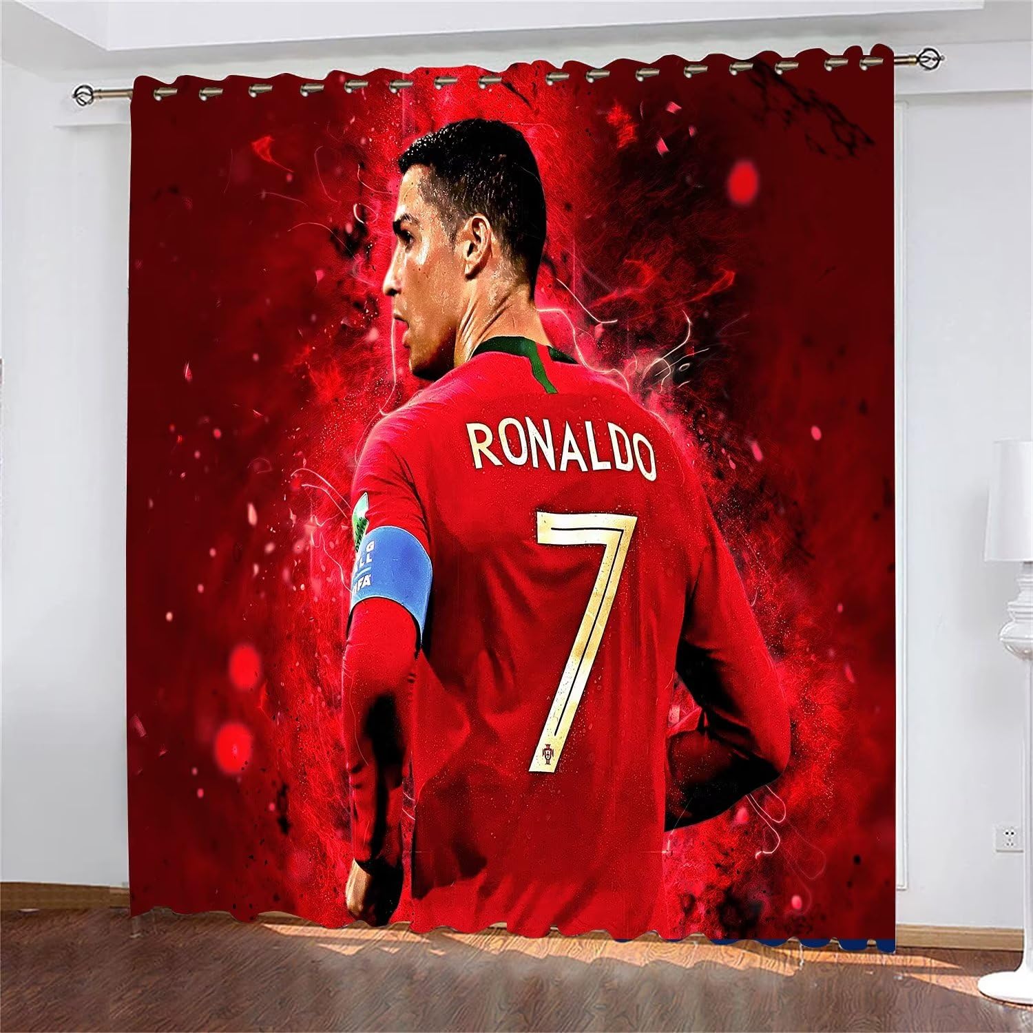 Rideau occultant Cristiano Ronaldo SHAARI : lot de 2 rideaux thermiques en polyester pour chambre
