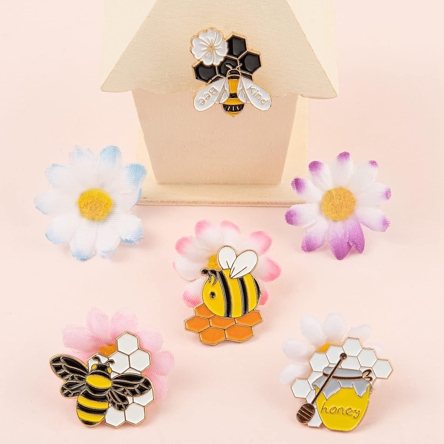 Ornaland 4 Pcs Honey Bee Brooches Enamel Cartoon Insect Bee Pin Lapel for Women Clothing Bags Backpacks Jackets Hat - Image 4