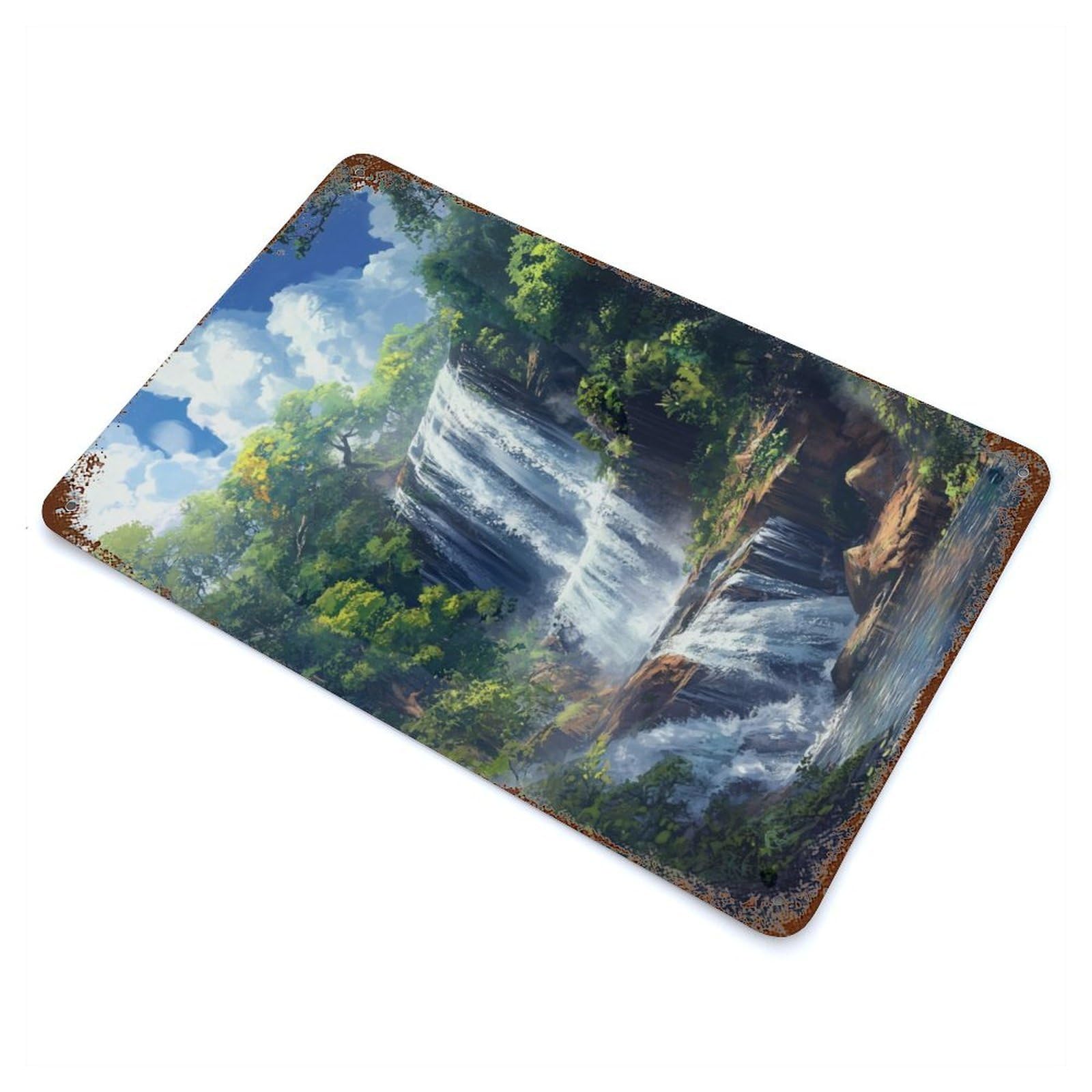Waterfall in The Jungle Vintage Rust Metal Sign 11.8"x7.9", Classic Wall Plaque for Basement, Hobby Room And Garage Decor