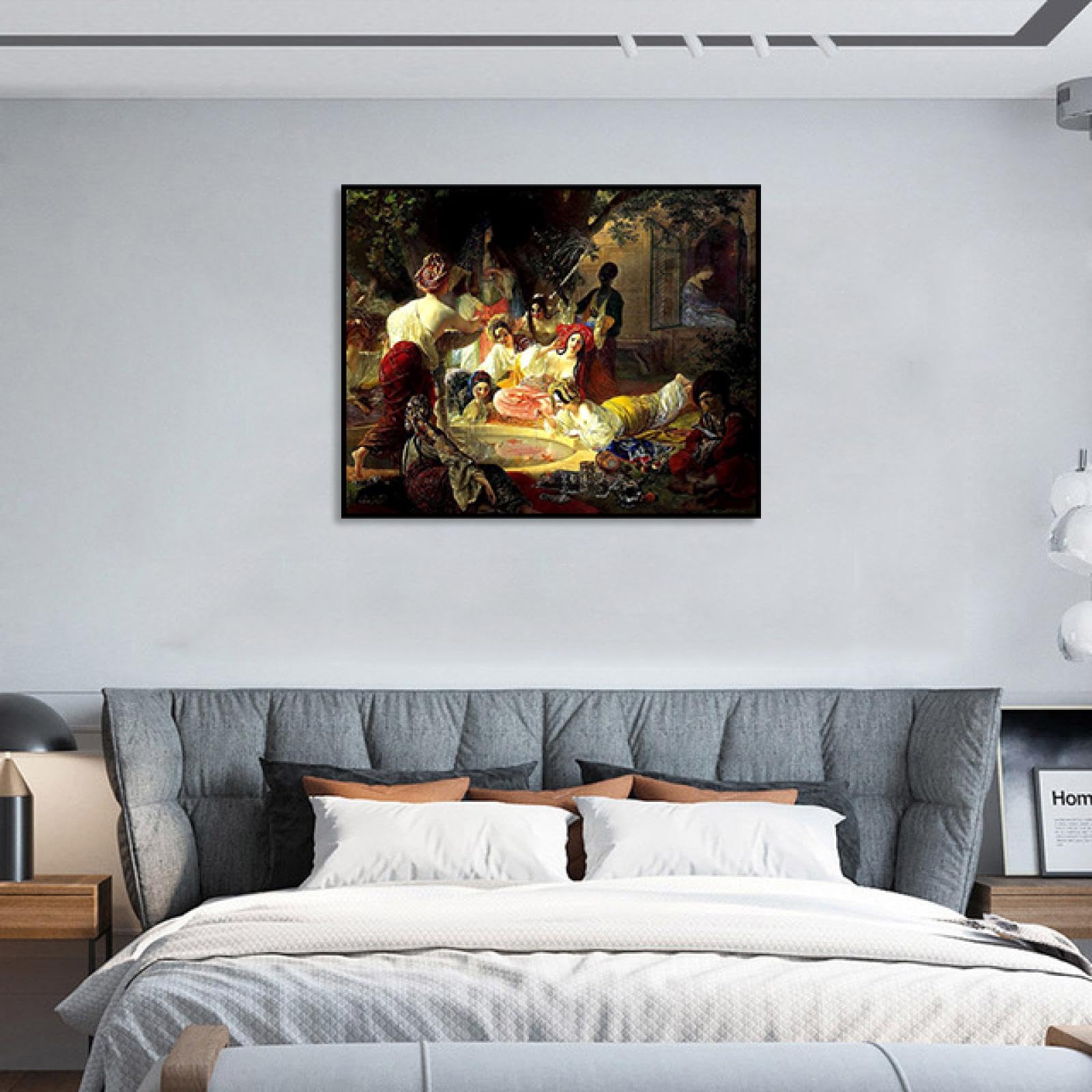 LXURY Karl Bryullov obrazy fontanny w Bakhchi-Sarai Słynna sztuka ścienna wydruk na płótnie plakat artystyczny do dekoracji wnętrz 40 x 50 cm czarny oprawiony