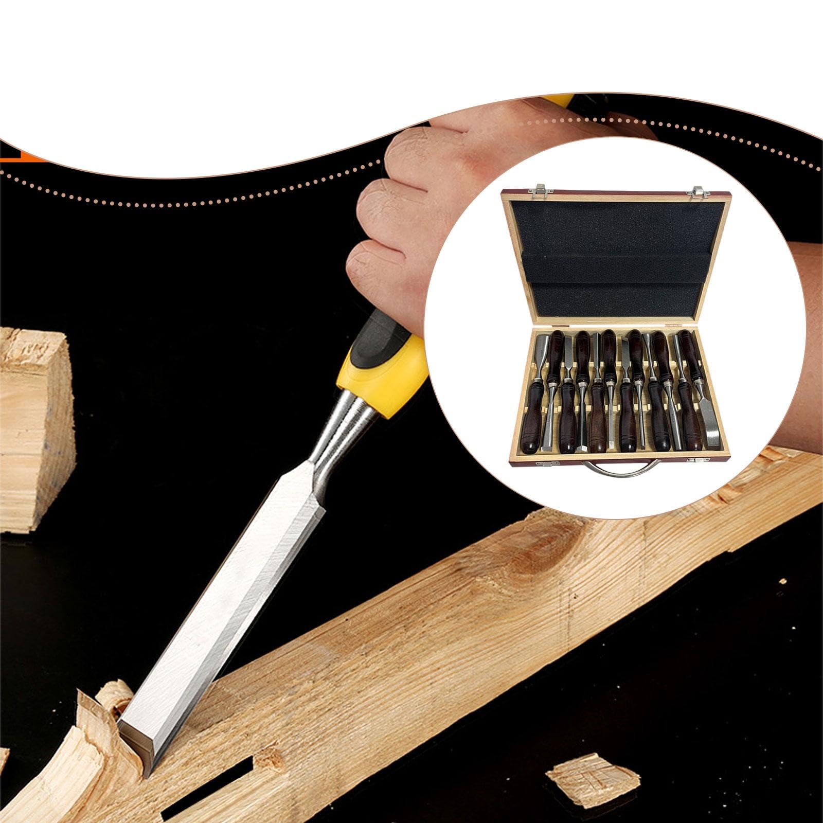 Juego de 121 Herramientas para Tallar Madera, 60 Piezas, Portátil, con Caja de Madera, Color Secuoya