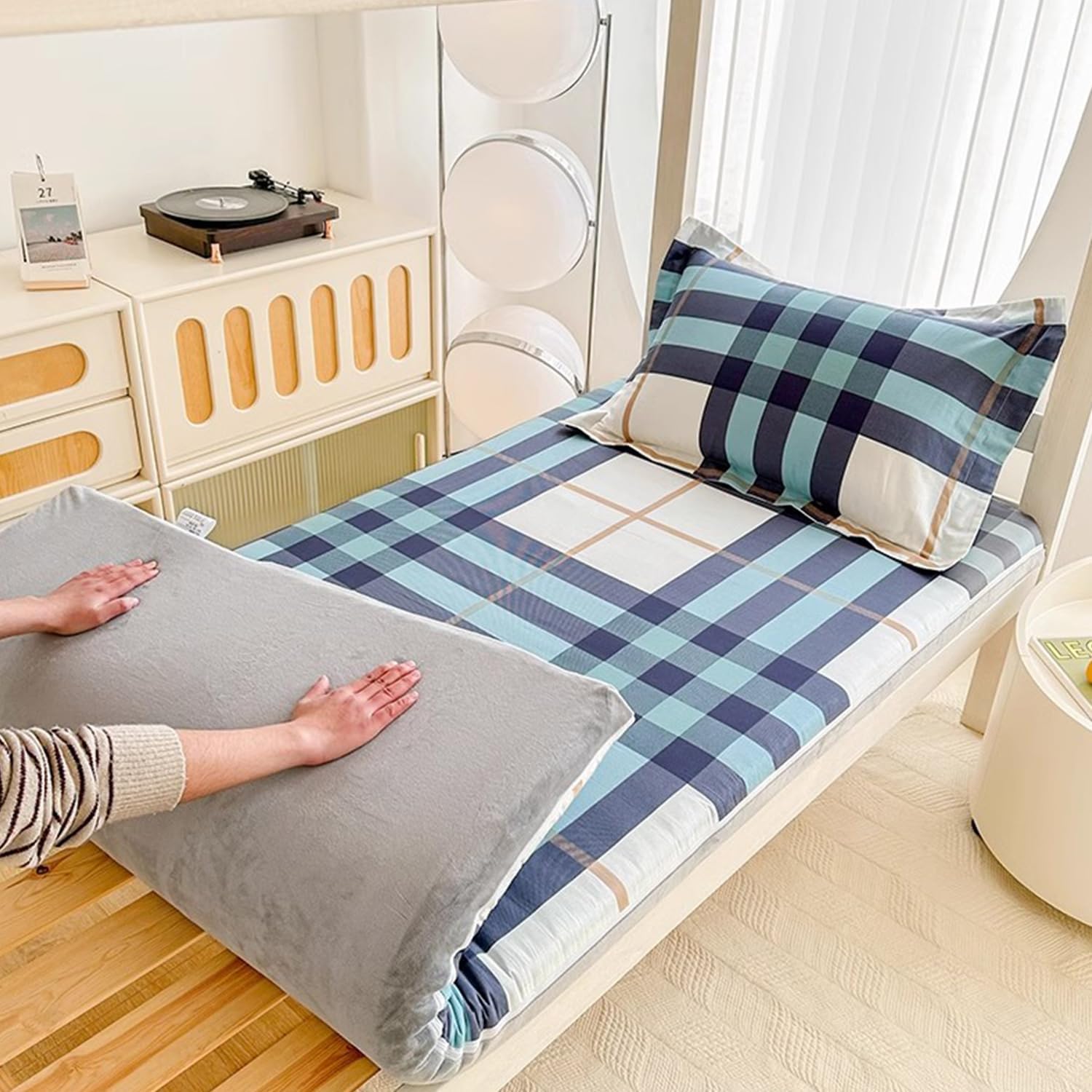 A,120x200cm(Full),LDLCYCN Futon Mattress Cover Full/Queen Size Cotton Mattress Protector Traditional Floor Mattress Cover Skin-Friendly Floor Mattress Sleeping Mat Cover with Zipper Washable