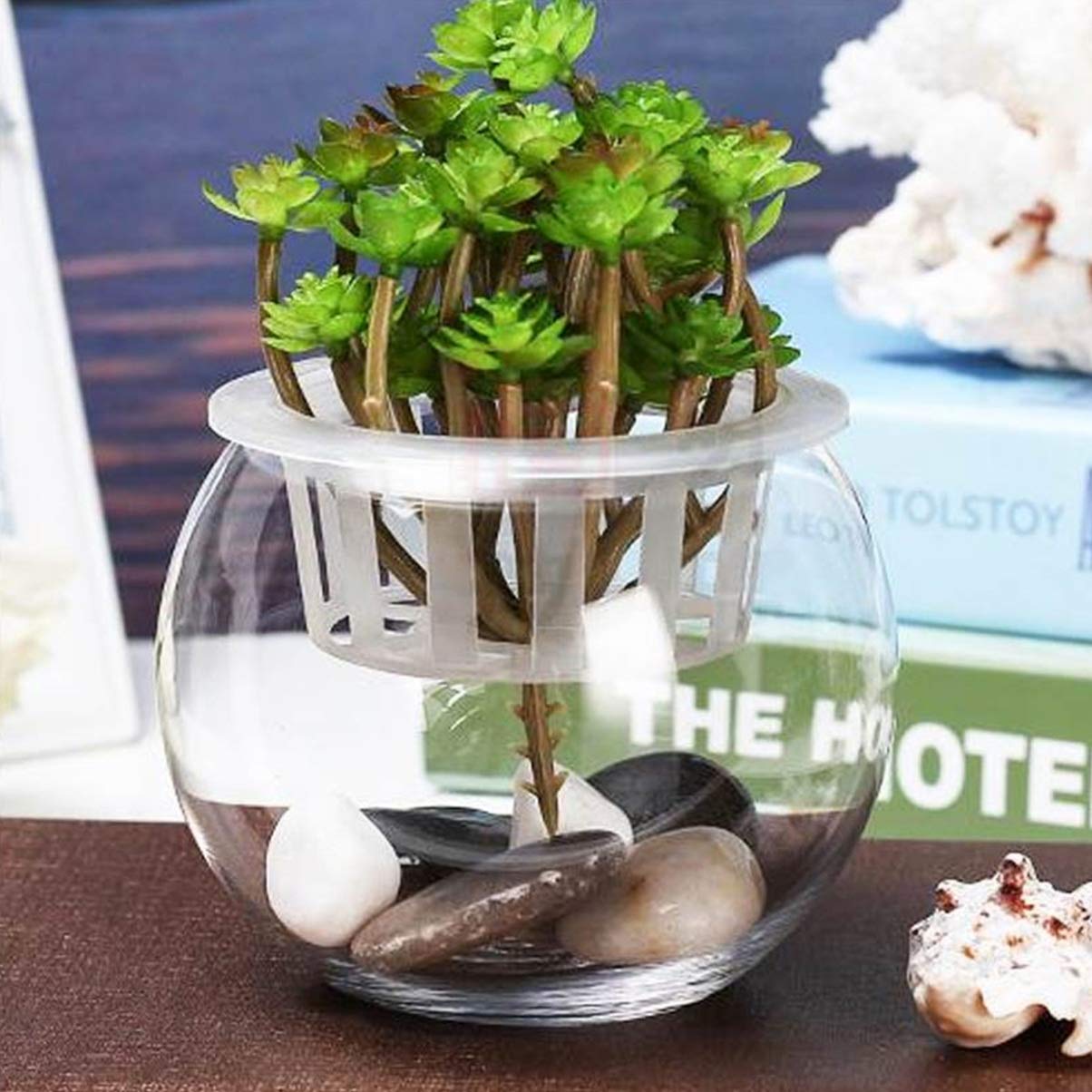 Happyyami Acuario De Cristal Pecera Redonda De 20 Cm Diseño Minimalista para Casa y Oficinas