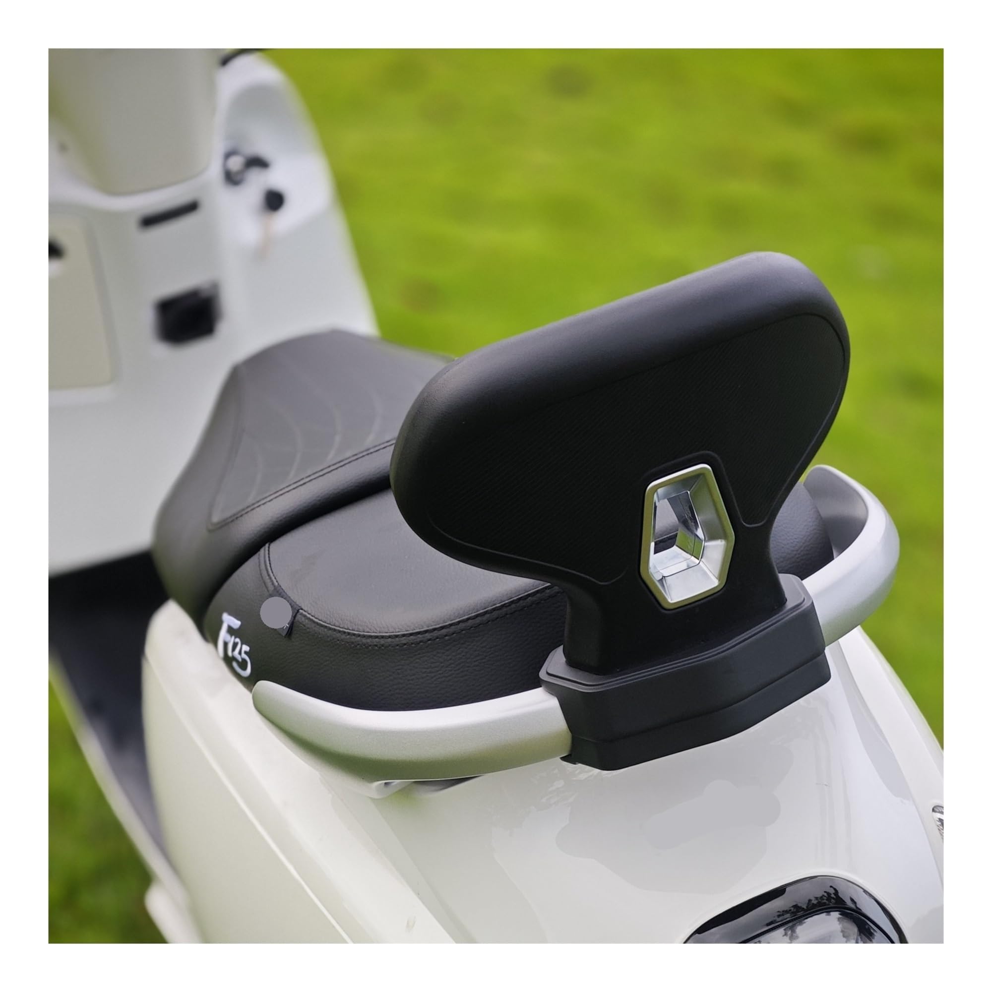 Motorrad Hintere Rückenlehne Modifiziertes Motorrad-Ersatzteil F125 Für NWF125-Rückenlehnen Bequemer Polster Für Den Hinteren Passagierbereich Sissybar(Black-Silver Base)