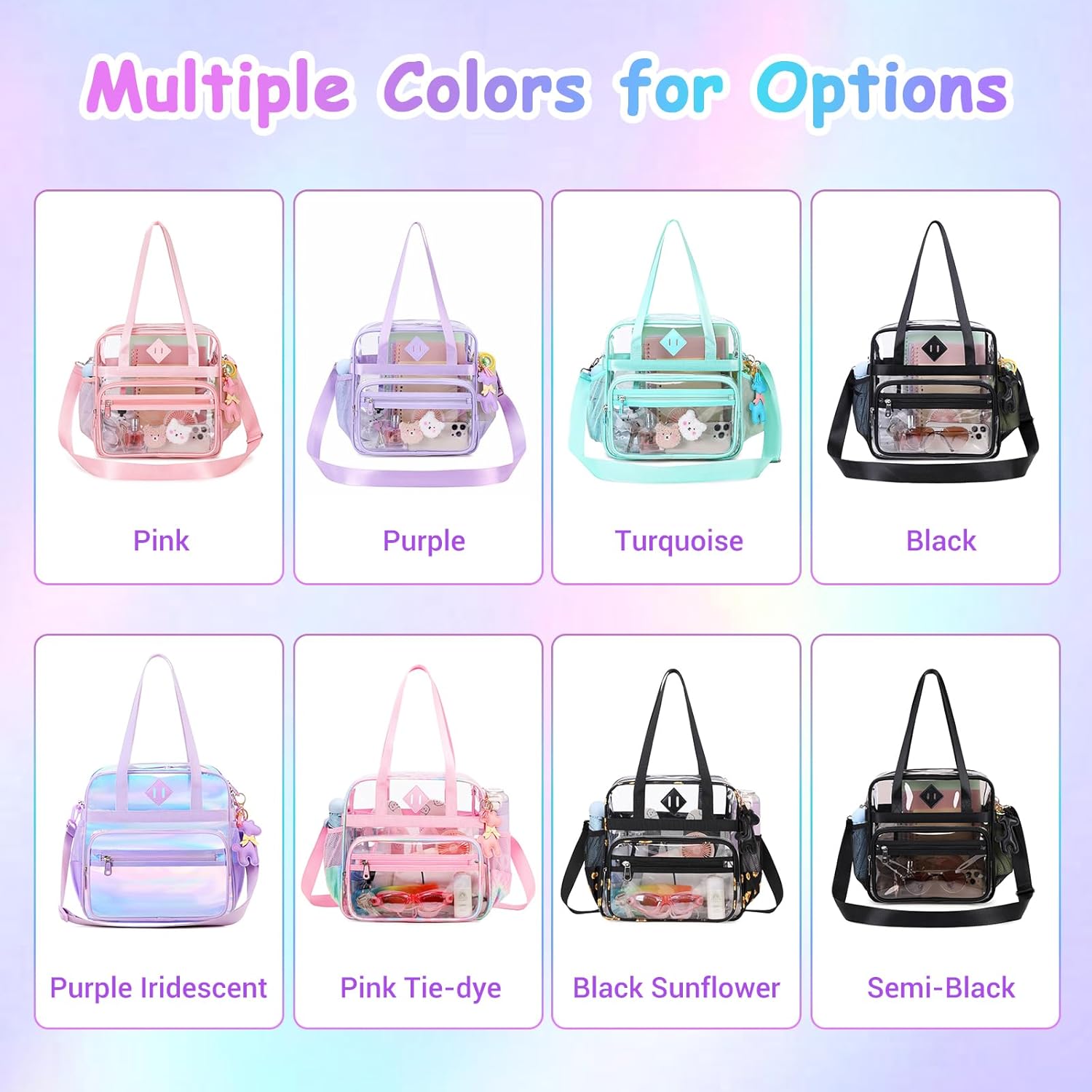 Clear Tote Bag - 12x6x12 See Through Stadium Event Bag for Women - Image 8